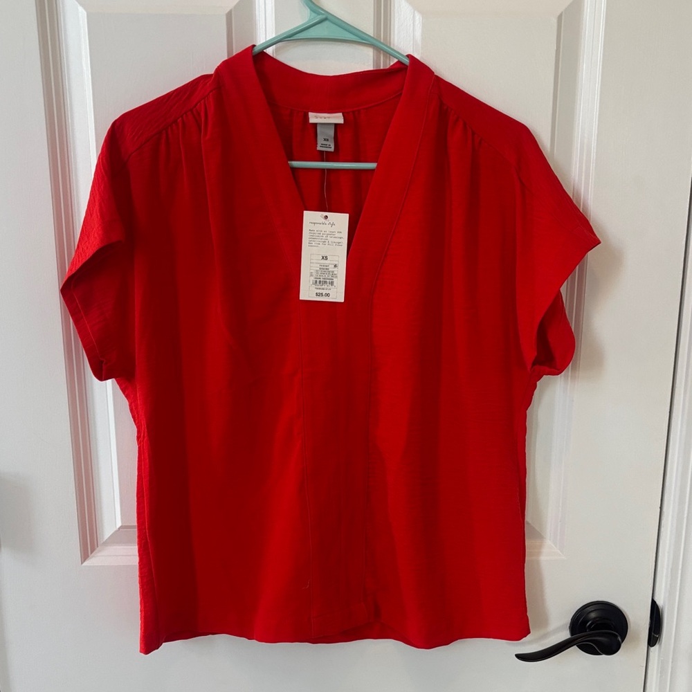 a new day Red V-Neck Blouse